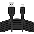 Belkin BoostCharge Flex Silicone USB Type A to Lightning Cable (3M/10FT), MFi Certified Charging Cable for iPhone 14/14 Plus, 13, 12, Pro, Max, Mini, SE, iPad and More – Black