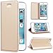 Produktbild SmartLegend Kompatibel mit iPhone SE/5S/5 Hülle, PU Leder Handyhülle Gold Schutzhülle Brieftasche Lederhülle Klapphülle mit Kartenfach Standfunktion Magnet Etui