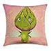 Produktbild Artichoke Throw Pillow Cushion Cover, Cute Artichoke Character with Little Hands and Feet Healthy Eating Mascot, Decorative Square Accent Pillow Case, 18 X 18 inches, Green and Rose