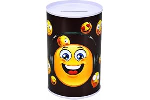 Coin Bank, Large Capacity Money Saving Box, Cartoon Face Piggy Bank, Coin Storage Can, Metal Savings Container, Cash Collection Bank, Decorative Money Holder Gift Idea