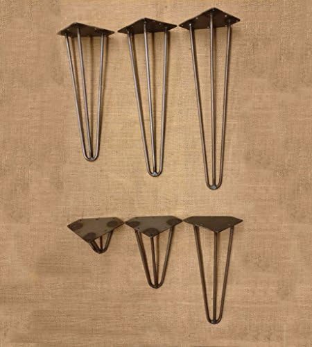 4x CAST IRON STYLE ANTIQUE HAIRPIN TABLE LEGS - 3 PRONG RUSTIC TRADITIONAL (12" (300mm))