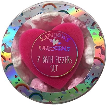 Rainbows Unicorns Pack of 7 Bath Bomb Fizzers Gift Set (Pink)