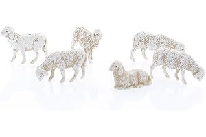 Moranduzzo 6 Pecore Assortite, Altezza Media 1,4 cm – Adatte a Presepe da 3,5 cm Scala 1:50 – MICRO 3,5 – Statuine Indistruttibili Rifinite a Mano, Scultore M. Landi, Made in Italy