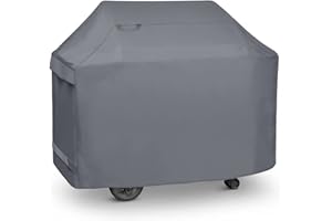Unicook BBQ Cover, Heavy Duty Waterproof Outdoor Barbecue Gas Grill Cover, Resistant Oxford Fabric, Compatible for Weber Char-Broil Outback Barbecues and More, 140 x 58 x 107 cm/55 inch Length, Grey