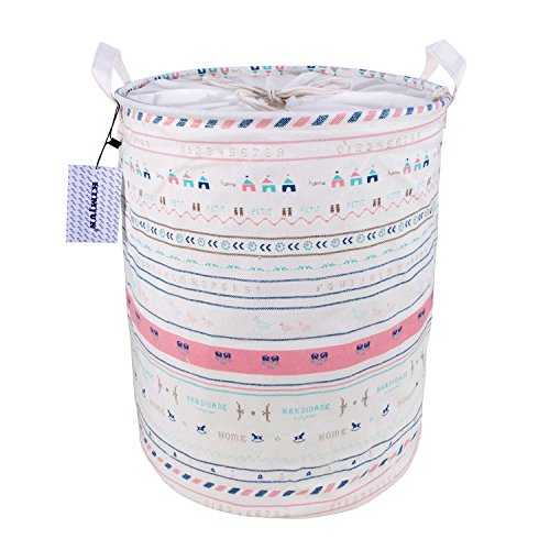 Kimjun Multifunktionale Faltbare Baumwolle Leinen Waschekorb Waeschesammler Korb Kinder Spielzeug Aufbewahrungskorb Aufbewahrungsbox mit deckel - Trojaner Streifen