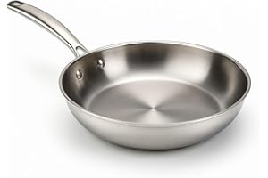 WECOOK! PRO Poêle Acier Inoxydable 18/10 Ø 26 cm – Compatible Induction – Base Triple Épaisseur – Manche Ergonomique Riveté – Four 200°C – Lave-vaisselle – Résistante