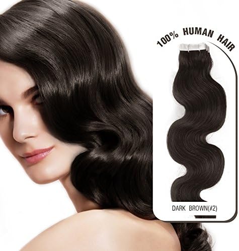 Melodylocks 18" Tape in Remy Human Hair Extensions 20 Pieces(pcs), 30g, Wavy #2 Dark Brown