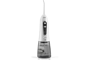 BYDIFFER Flosser wody do zębów, 300 ml bezprzewodowy przenośny środek do czyszczenia zębów do zbierania wody, 5 modele i 5 końcówki strumieniowe, wodoodporne IPX7 zatwierdzone przez FDA USB, do ładowania oralny irygator do podróży, biura, użytku domowego (biały)