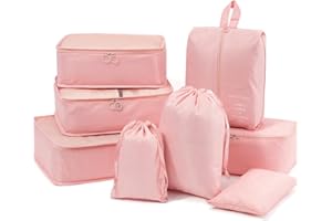 Travel Organiser,DoGeek Travel Essentials Bag 8 Pcs Packing Cubes for Travel Waterproof Polyester Storage Luggage Travel Storage Bags Clothes Suitcase