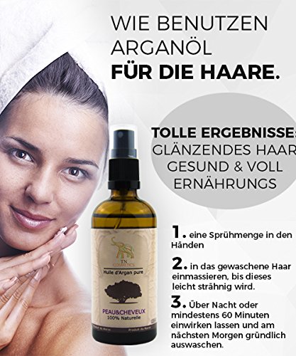 Reines Arganöl 100 ml. 100% kalt gepresst Argan Oil, ohne Konservierungsstoffe für Gesicht, Haare, Haut, Nägel – Natürlich & intensiv feuchtigkeitsspendend nährend für weiche, junge Haut, glatte Haare & gesunde Nägel, reich an Vitamin E, Anti Aging Serum, Natürliche Geruch, ECO CERT, ÖKO-GARANTIE CERT, USDA ORGANIC CERT - 2