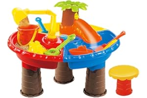 JAWSEU Tavolo da Gioco per Bambini con Sabbia E Acqua, Tavolo da Gioco Sabbia E Acqua, Giocattolo per Sandbox da Tavolo per attività per Bambini, Set di Giocattoli da Spiaggia per Ragazzi Ragazze
