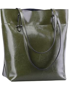 S-ZONE Damen Echtleder Tasche Handtasche Henkeltasche