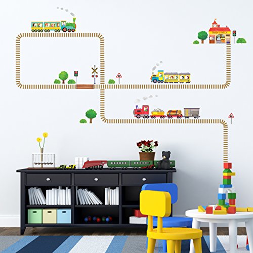 Decowall DW-1504 Züge & Gleise Wandsticker Wandaufkleber Wandtattoo Kinderzimmer - 4