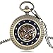 Produktbild JHYMM Taschenuhr Sterne Bronze Steampunk Antike Fob Kette Anhänger Mechanische Handaufzug Skeleton Blume Zifferblatt Taschenuhr Geschenk Männer Frauen Weihnachten