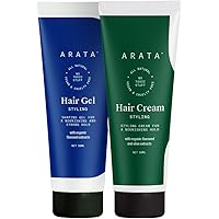 Arata Natural Curl defining Hair Styling Combo with Hair Gel & Hair Cream for Women & Men || All Natural,Vegan & Cruelty Free || For Nourishing,Styling & Strong Hold (100 ml)