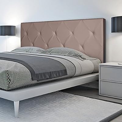 ProBache - Tête de lit capitonnée PVC taupe 160x60cm imprimé 14 boutons