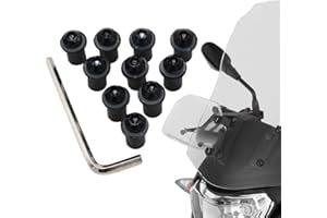 ZOKJSW Uniwersalny zestaw śrub Windshield, uniwersalny zestaw śrub Windshield, 10 sztuk M5 x 16 mm zestaw śrub do szyb motocyklowych, zestaw śrub aluminiowych do okien (czarny)