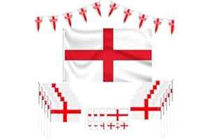 Abitoncc England Bunting Flags England Flag 3ft x 5ft England Flag Bunting 7m England Hand Flags for Sport Bar Street Garden Outdoors 2022 England Bunting and Flags England World Cup 2022 Decorations