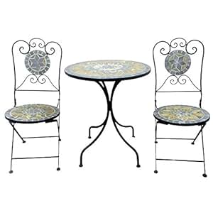 Amazon.de: Balkonset 3tlg. Metall Mosaik Gartentisch rund Ø60cm