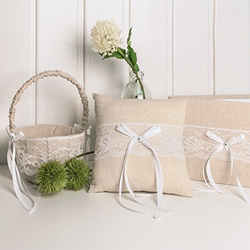 Gästebuch „Vintage Natural“ – Gästebuch im Vintage Look mit Einband aus Leinen und Spitze zur Hochzeit, Taufe, Kommunion - 2