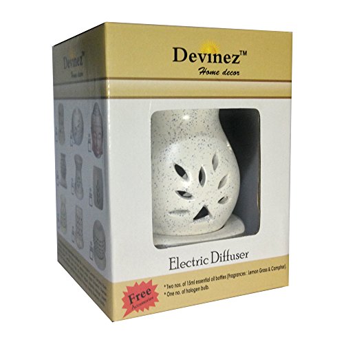 Devinez Premium Ceramic Electric Diffuser with Dimmer Switch to Control Fragrance and Light Intensity, with Free Two 15ml Bottles of Lemongrass & Camphor Essential Oil