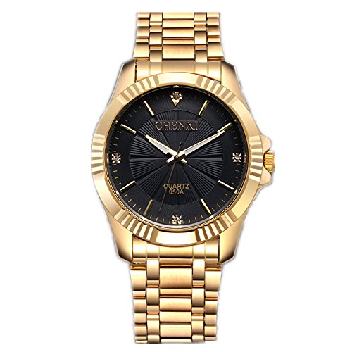 CHENXI Herrenmode Klassische Quarz Analog Stahl Gold Armbanduhr (schwarz) CHENXI Herrenmode Klassische Quarz Analog Stahl Gold Armbanduhr (schwarz)
