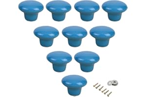 SeeRaphee Ceramic Round Cabinet Handles Drawer Pulls Round Door Knobs For Kid's Room Bedroom Door Cabinet Cupboard Wardrobe Pulls-10 Pack with Screws