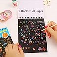 Edu Toys Big Size Rainbow Scratch (2 Books - 20 Pages) Paper Notes Scratch Art Activity Books 11 inch x 8 inch Scratch Magic Doodle Note Pad for Kids Arts and Crafts Perfect Travel Activity