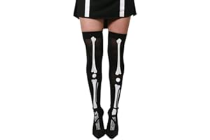 I LOVE FANCY DRESS LADIES SKELETON STOCKINGS HALLOWEEN FANCY DRESS ACCESSORY HORROR FASHION BLACK WHITE STANDARD