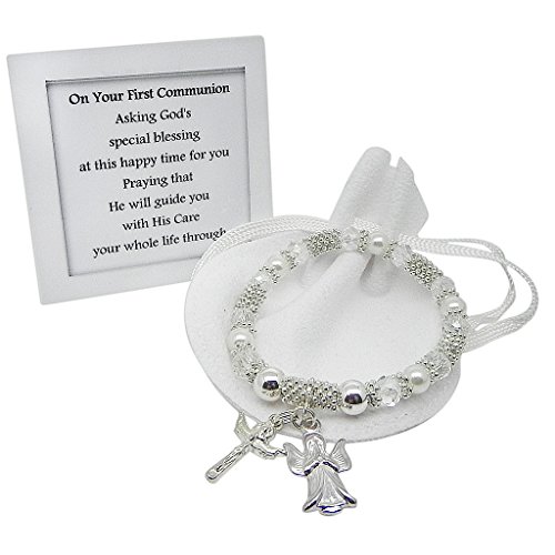 Girls First Holy Communion Bracelet with Angel & Crucifix