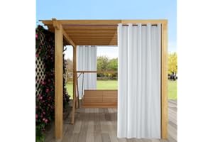 LIVEGO Outdoor-Vorhänge für Garten,Terrasse,Wasserdicht,verdunkelnd,wärmeisoliert,mit Ösen,Sichtschutzvorhang für Pavillon,Pergola,Außenbereich,Balkon,Innen- und Wohnzimmer (B-Weiß,1 Panel B 137 x L 248 cm)