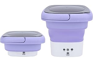 DEPISUTA Przenośna Pralka, Składana Mini Pralka 9L, Składana Pralka, Przenośna Mała Pralka-suszarka do Bielizny Ubranek Dziecięcych, do mieszkań, Akademików, Kempingów (PURPLE)