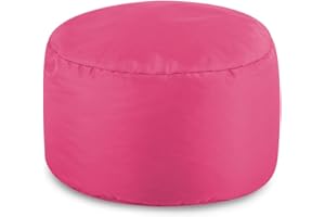 Bean Bag Bazaar Outdoor Footstool, Pink, Indoor Outdoor Water-Resistant Fabric, Pouffe Footstool with Filling Included, Outdoor Seating, Garden Furniture