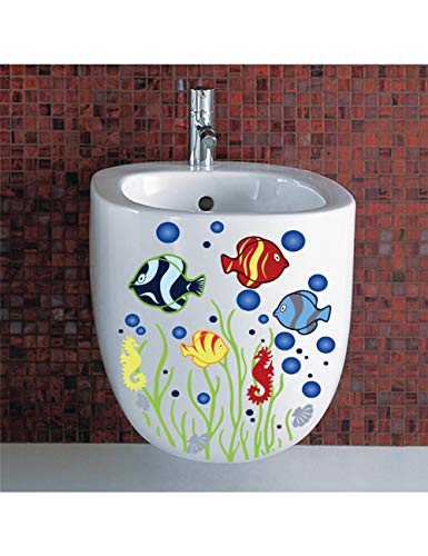 Preisvergleich Produktbild ZLJBB Unterwasser Fisch Blase Wandaufkleber Toilette Badezimmer Wohnkultur Wasserdicht Kühlschrank Schwimmbad Wandtattoos PVC