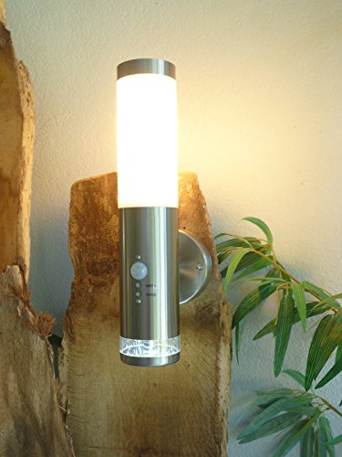 Edelstahl LED Außenwandleuchte – Wandleuchte Lisa 2 mit Hauptlicht und Grundlicht und Bewegungsmelder, Außenlampe Außenleuchte - 3