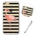 Produktbild iphone 6 Hülle,iphone 6S Hülle Lanpangzi Chic Shell Klar Flexible TPU Gel Abdeckung Stoßfest Schützend Haut Hülle - Ein Fuß Flamingo + Metall Berühren Stift