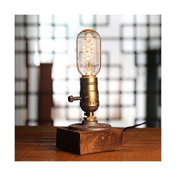 YUENSLIGHTING E27 Vintage Wood Blocks Table Lamp Desk Light for Cafe Bar Studio Night Light for Bedside Dimmable Without Bulb Art - Image 4
