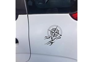 Handmade By Stukk Montagnes de Compas et Lunettes de Soleil Sticker Autocollant Vinyle décalque de 11,4cm x 16.5cm - Noir