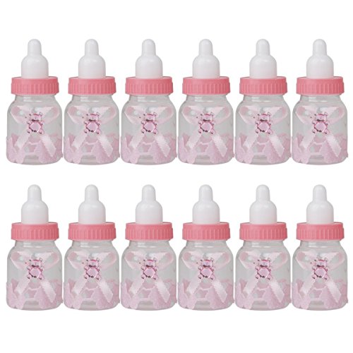 Tinksky Baby Candy Box Flasche Baby Shower Geschenk Box Party bevorzugt Taufe Geschenkpaket von 12(Pink) - 7
