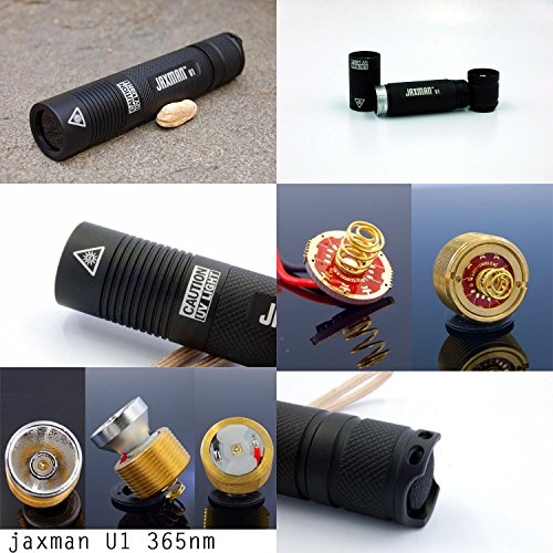 JAXMAN UV Schwarzlicht Taschenlampe U1 Ultraviolett 365nm 3w Gelddetektor Taschenlampe/1×18650-Batterien Haustiere Urin-Detektor für eingetrocknete Flecken Ihrer Hunde (UV 365nm) - 3