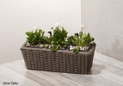 GARTENFREUDE Balkonkasten Blumenkasten Polyrattan inkl. Aufhängung, 47 x 17 x 15 cm 4er-Set, cappuccino - 2