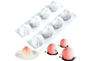 OCPO Kitchen Moule Silicone 3d Pâtisserie en Forme de Pêche pour Faire des Glacée Pudding Truffe Crème Glace Chocolat Pâtisserie Bonbons Bougie Savon (8 Cavités)