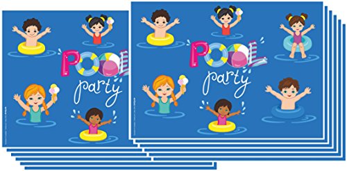 12 Einladungskarten „Schwimmbad Pool-Party“ Kindergeburtstag Hallenbad Spassbad Freibad | Geburtstagseinladungen Einladungen Geburtstag Kinder Jungen Mädchen Einladungstext Vorlagen Karten Set - 5
