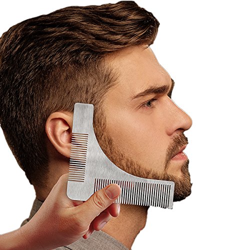 yoofor acero inoxidable barba Styling Tool barba Plantilla y barba peine