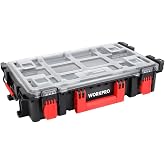 Workpro Profesyonel Organizer Takım &Ccedil;antası, Şeffaf Kapaklı, 56x35x12.5cm, 25kg Taşıma Kapasiteli, 12 B&ouml;lmeli, İstiflenebilir