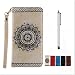 Produktbild KSHOP Prägung Geprägte Muster indische Mandala Handy hülle PU Leder Retro weiß für SONY Xperia X Performance Case Cover Flip Cover Leder Hülle Kunstleder Folio Schutzhülle Wallet Tasche Etui Standfunktion Kredit Kartenfächer mit Metall Touch-Pen weiß