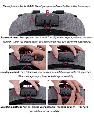 Domila Anti Diebstahl Business Laptop Rucksack mit USB-Ladeanschluss  wasserdichter Reiserucksack f  r M  nner und Frauen  grau 