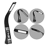WILIT® U2 5W edle und moderne LED Schreibtischlampe in Lederoptik mit integriertem Wecker, Kalender, Uhrzeit und Temperaturanzeige, in 3 Helligkeitsstufen verstellbar, schwarz - 6