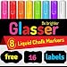 Produktbild Kreidemarker Mit Feiner Spitze (3mm) & 16 Tafelkreide - Fantastische Helle Neonfarben Flüssigkreide – Kreidestifte flüssig für Kinder, Künstler, Bistromenüs, Glas, Fenster, Tafeln