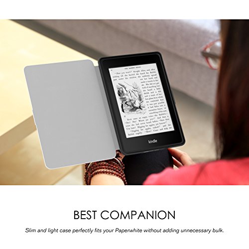 MoKo Kindle Paperwhite Hülle – Ultra Leightweight Schutzhülle Smart Cover mit auto Sleep / Wake Funktion für Alle Kindle Paperwhite (2016 / 2015 / 2013 / 2012 Modelle mit 6 Zoll Display), Zeitung Beige - 7